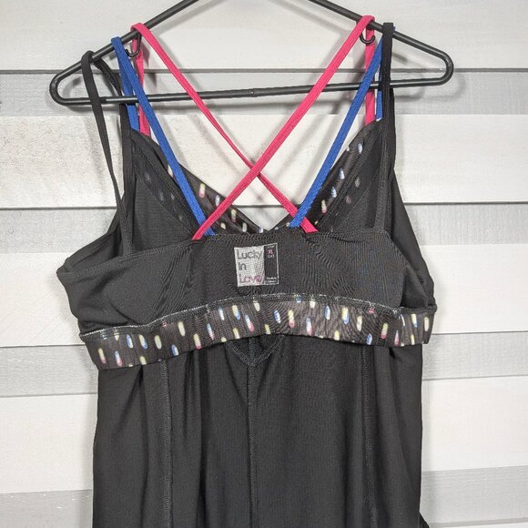 Lucky in Love Neon Lights Let it Glow Tank Top Womens XL built in bra black Cami - Picture 6 of 10